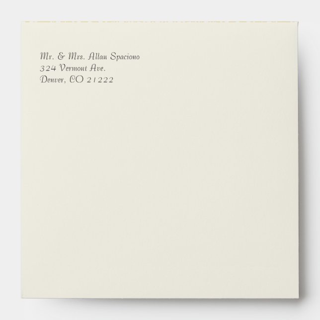 Elegant Cream Damask Wedding Envelope (Front)