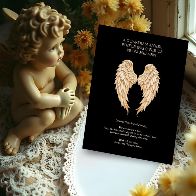 Elegant Cream Delicate Angels Wings Design (Elegant Cream Delicate Angels Wings Design Sympathy Cards.)