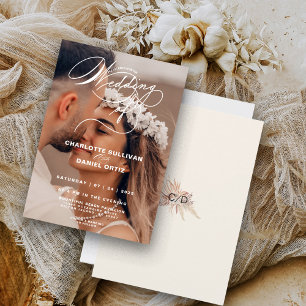 Elegant Cream Floral Boho The Wedding Of Photo Invitation