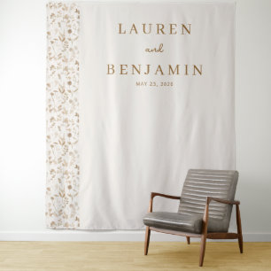Elegant Cream Floral Border Tapestry