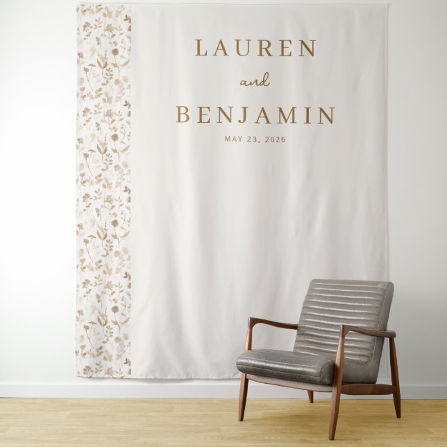 Elegant Cream Floral Border Tapestry (In Situ)