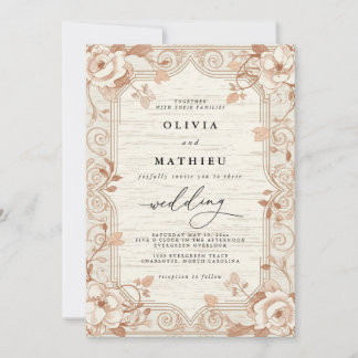 Elegant Cream Floral Botanical Wedding Invitation