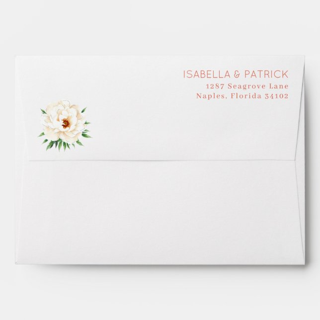 Elegant Cream Floral Illustration Envelope (Back (Top Flap))