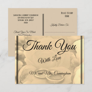 Elegant Cream Floral & Rings Thank You Postcard