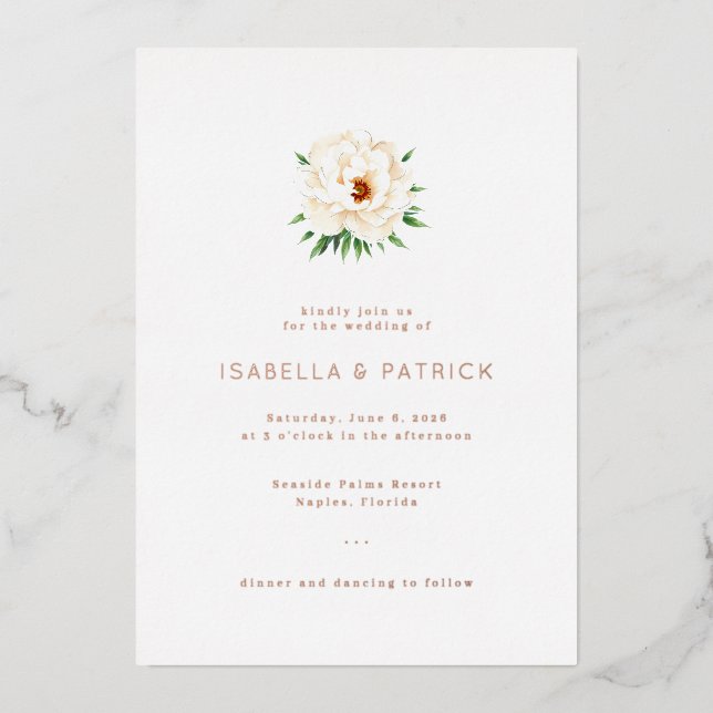 Elegant Cream Floral Wedding Invitation (Front)