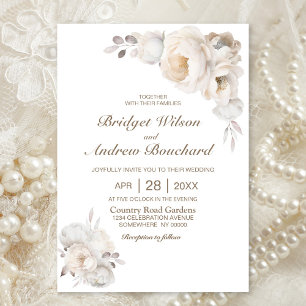 Elegant Cream Floral Wedding Invitation