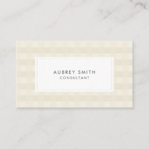 Elegant Cream Gingham Pattern Professional Business Card