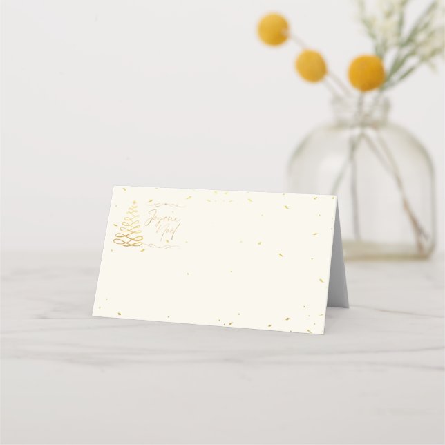 Elegant Cream & Gold Christmas Entertaining Place Card (Front)