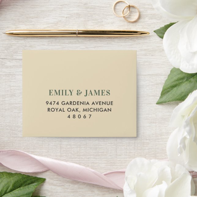 Elegant Cream Gold Floral Greenery RSVP Envelope (Wedding)