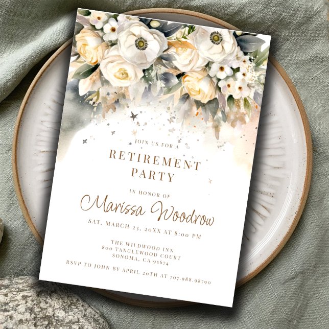 Elegant Cream Gold floral retirement.png Invitation (Creator Uploaded)