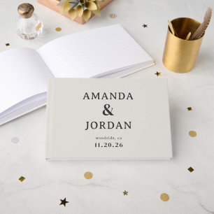 Elegant Cream Gold Stars Guest Book