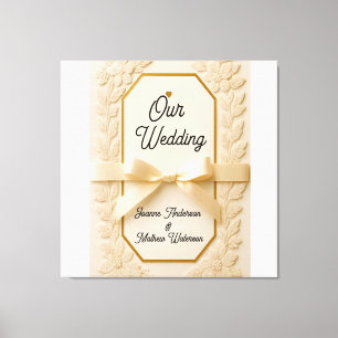 Elegant Cream & Gold Wedding Invitation Canvas Print