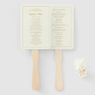 Elegant Cream Gold Wedding Program Hand Fan