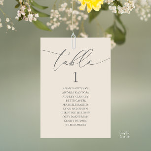 Elegant Cream Grey Wedding Table Seating Chart Number