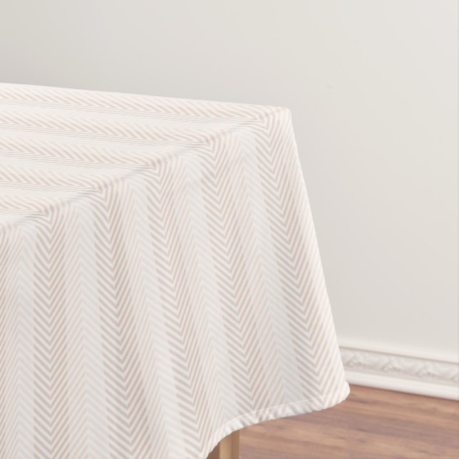 Elegant Cream Herringbone Zig Zag Tablecloth (In Situ)