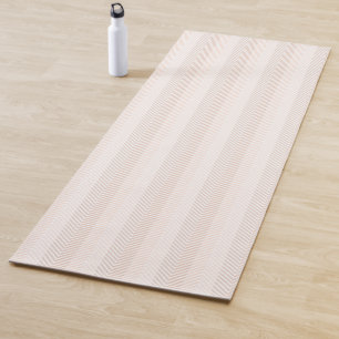 Elegant Cream Herringbone Zig Zag Yoga Mat