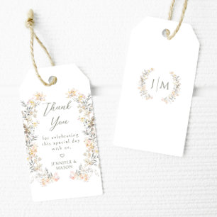 Elegant Cream Meadow Wildflower Wedding Thank You Gift Tags