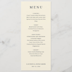 Elegant Cream Minimalist Menu