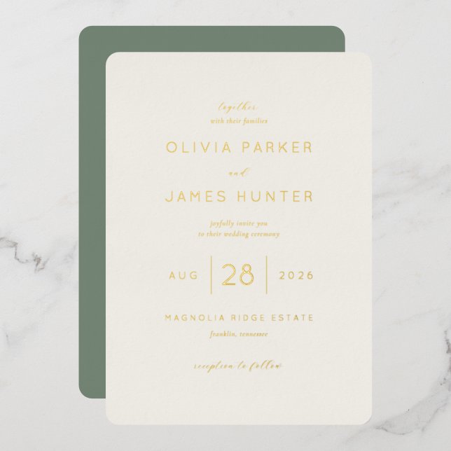 Elegant Cream Minimalist Wedding Invitation (Front/Back)