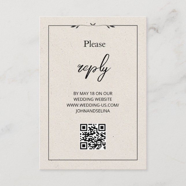 Elegant Cream Modern Text And QR Enclosure Card (Front)