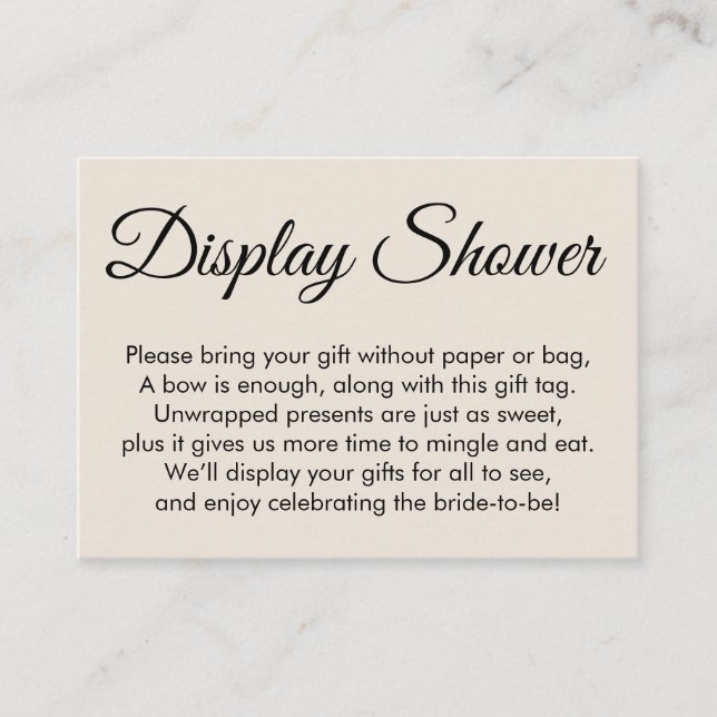 Elegant, Cream No Wrap Bridal Shower Gift Card (Front)