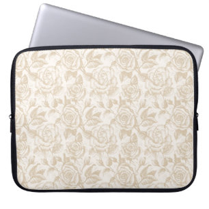 Elegant Cream Rose Floral Laptop Sleeve