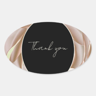 Elegant Cream Rose Floral "Thank You" Sticker