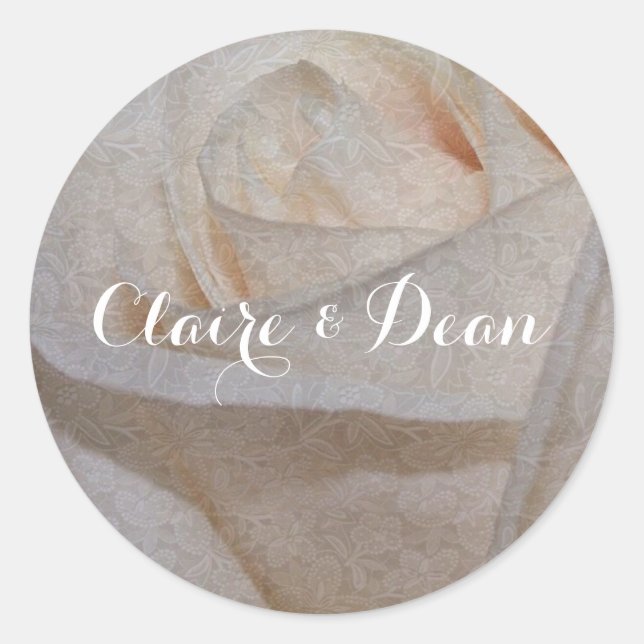 Elegant Cream Rose Wedding Envelope Seal Stickers (Front)