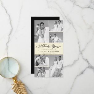 Elegant Cream Scalloped Band 6 Photo Chic Wedding  Thank You Card