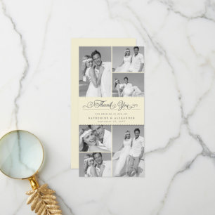 Elegant Cream Scalloped Band 6 Photo Chic Wedding Thank You Card