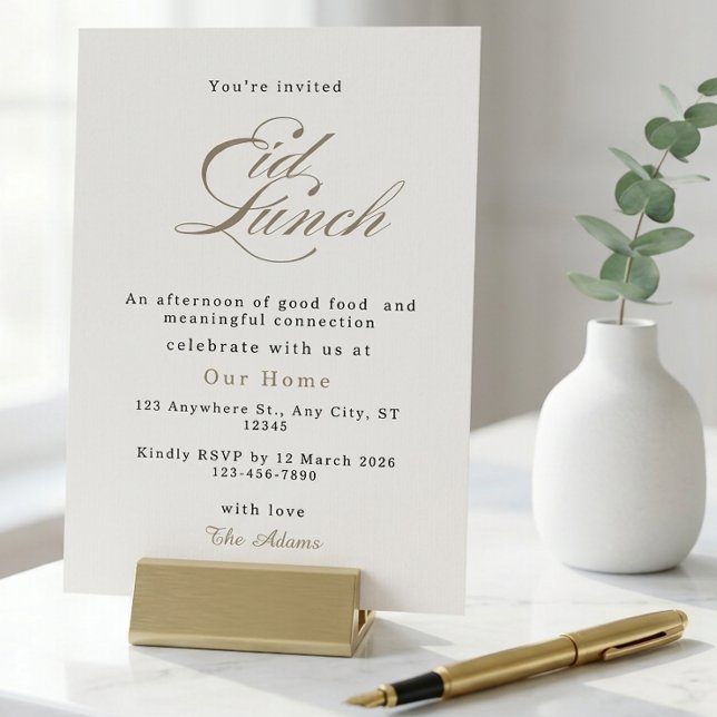Elegant Cream Script Minimalist Eid Lunch Party  Invitation (Creator Uploaded)