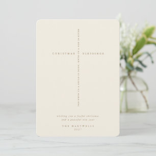 Elegant Cream Scripture Cross Holiday Card