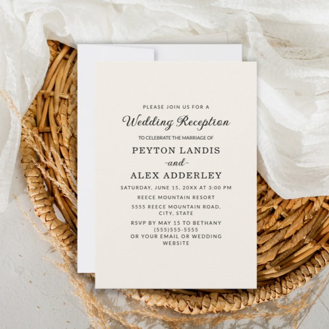Elegant Cream Simple Modern Wedding Reception Invitation (Creator Uploaded)