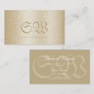 Elegant Cream Snake Pattern Light Colours Monogram Business Card