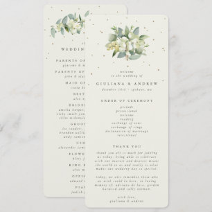 Elegant Cream Snowberry+Eucalyptus Bouquet Wedding Programme