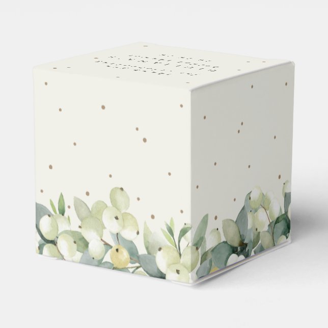 Elegant Cream Snowberry+Eucalyptus Bridal Shower Favour Box (Back Side)