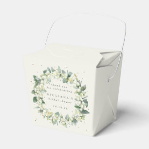 Elegant Cream Snowberry+Eucalyptus Bridal Shower Favour Box