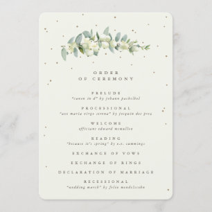 Elegant Cream Snowberry+Eucalyptus Stem Wedding Programme