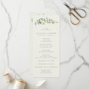 Elegant Cream Snowberry+Eucalyptus Stem Wedding Programme