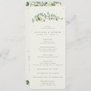 Elegant Cream Snowberry+Eucalyptus Stem Wedding Programme