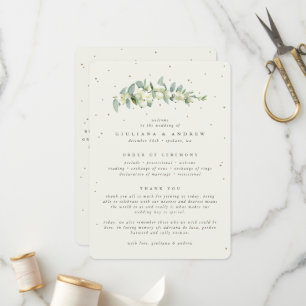 Elegant Cream Snowberry+Eucalyptus Stem Wedding Programme