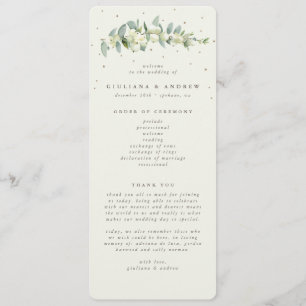 Elegant Cream Snowberry+Eucalyptus Stem Wedding Programme