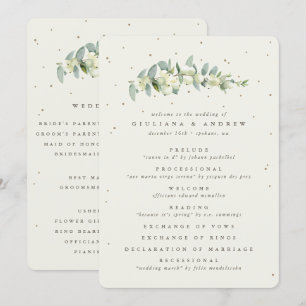 Elegant Cream Snowberry+Eucalyptus Stem Wedding Programme
