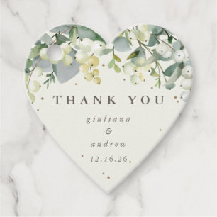 Elegant Cream Snowberry+Eucalyptus Wedding Favour Tags