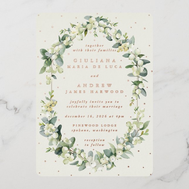 Elegant Cream Snowberry+Eucalyptus Winter Wedding (Front)