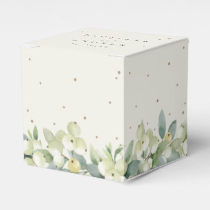 Elegant Cream Snowberry+Eucalyptus Winter Wedding Favour Box