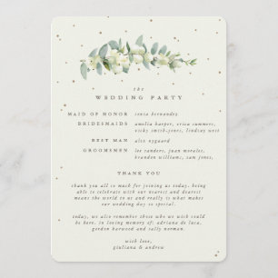 Elegant Cream Snowberry+Eucalyptus Winter Wedding Programme