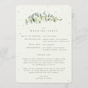 Elegant Cream Snowberry+Eucalyptus Winter Wedding Programme