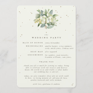 Elegant Cream Snowberry+Eucalyptus Winter Wedding Programme