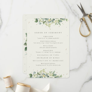 Elegant Cream Snowberry+Eucalyptus Winter Wedding Programme